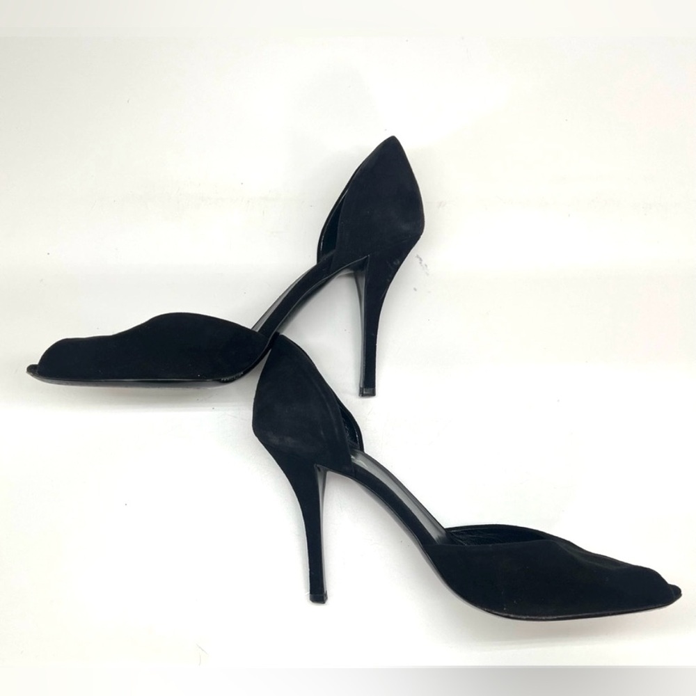Vintage Prada Black Suede Peeptoe Stiletto Pumps D’Orsay Style Size 39 US 9 Nine - Picture 6 of 10